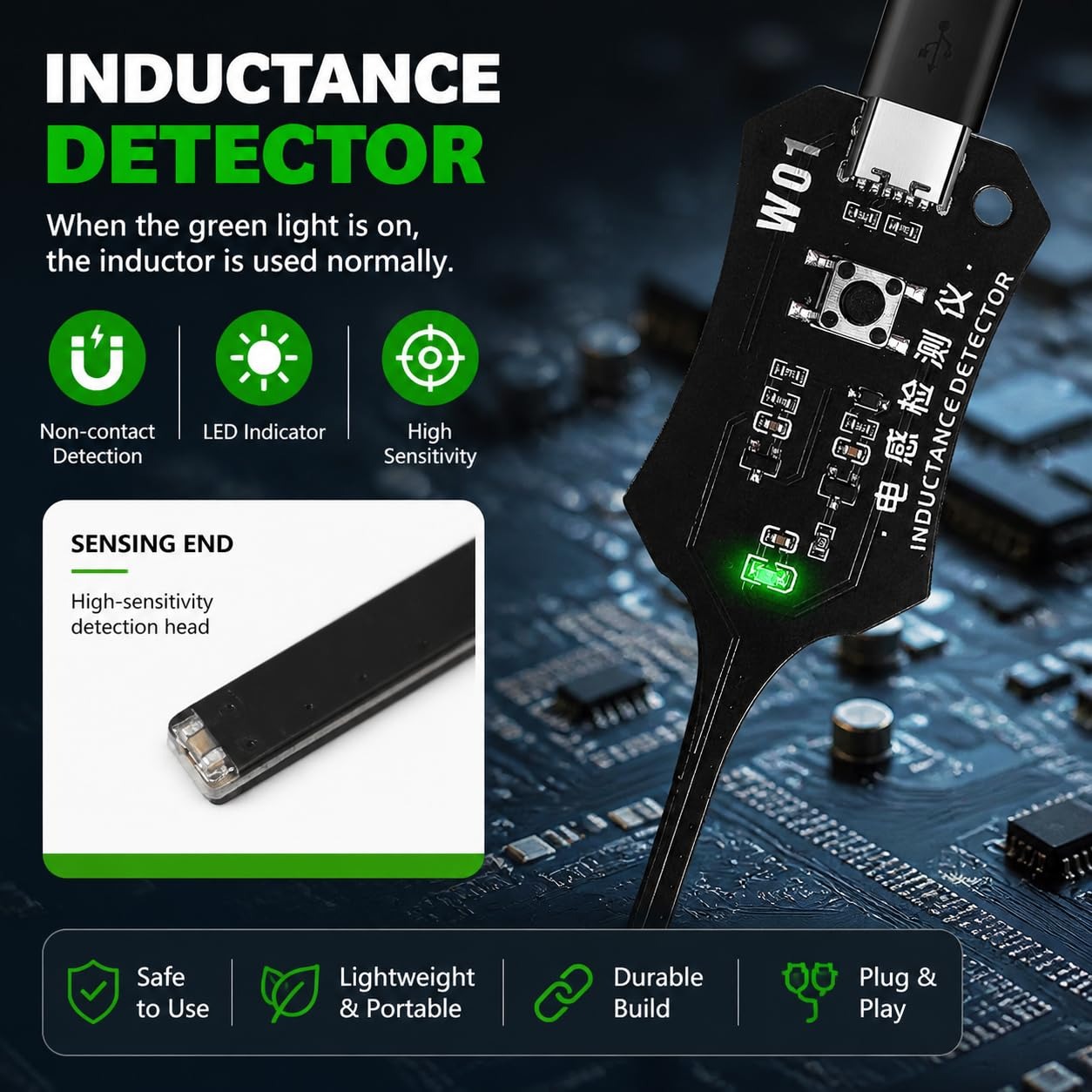 W01 Type C Inductance Tester M - огляд і ціна Co Detector Plug